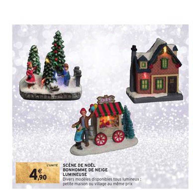 scène de noël bonhomme de neige lumineuse