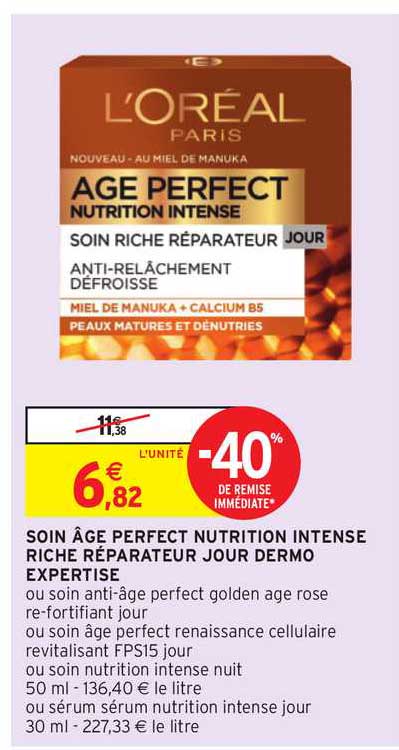 soin âge perfect nutrition intense riche réparateur jour dermo expertise