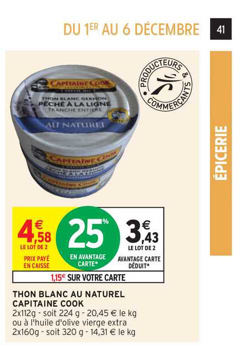 thon blanc au naturel capitaine cook