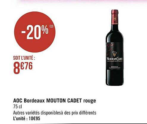aoc bordeaux mouton cadet rouge