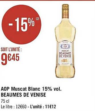 aop muscat blanc 15% vol. beaumes de venise