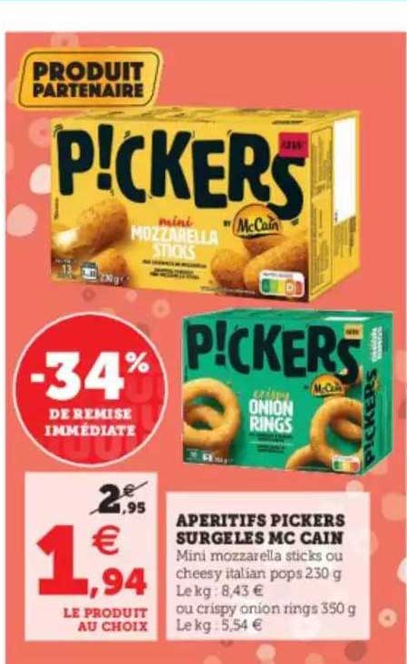apéritifs pickers surgelés mc cain -34% de remise immédiate