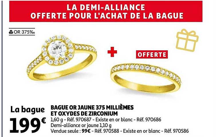 bague or jaune 375 millièmes et oxydes de zirconium