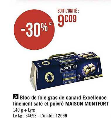 bloc de foie gras de canard excellence finement salé et poivré maison montfort