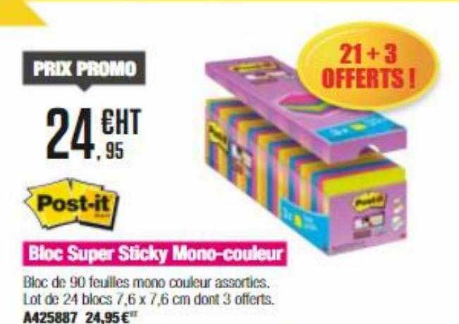 bloc super sticky mono-couleur post-it