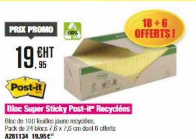 bloc super sticky post-it recyclées post-it