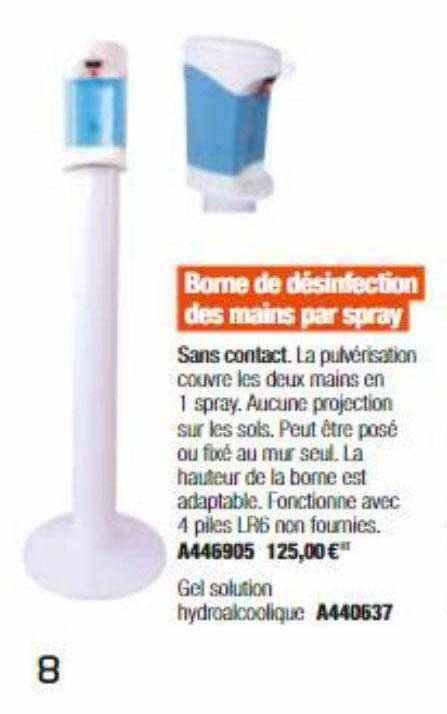 borne de désinfection des mains par spray