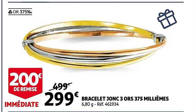 bracelet jonc 3 ors 375 millièmes