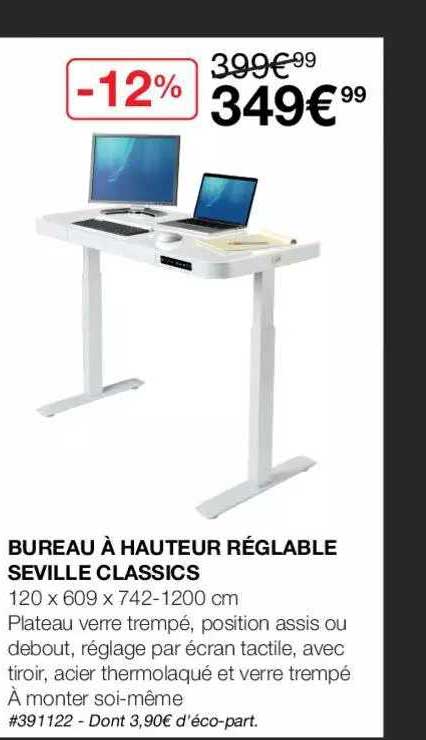 bureau à hauteur réglable serville classics
