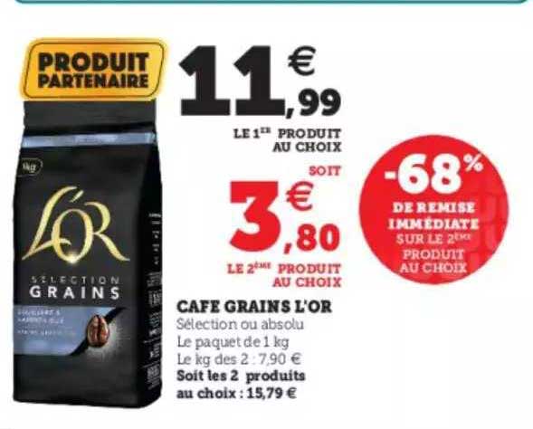 Café Grains L'or -68% De Remise Immédiate Sur Le 2ème Produit Au Choix