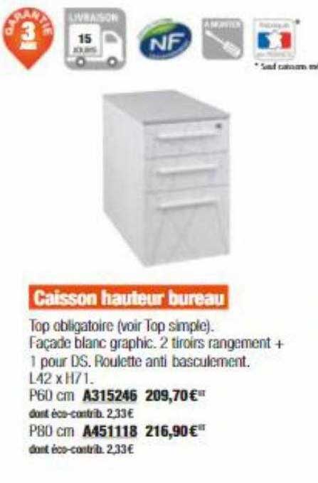 caisson hauteur bureau