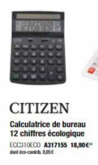 calculatrice de bureau 12 chiffres écologique citizen