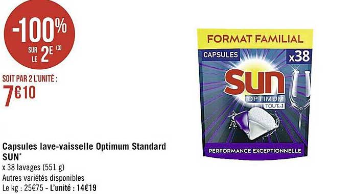 capsules lave-vaisselle optimum standard sun