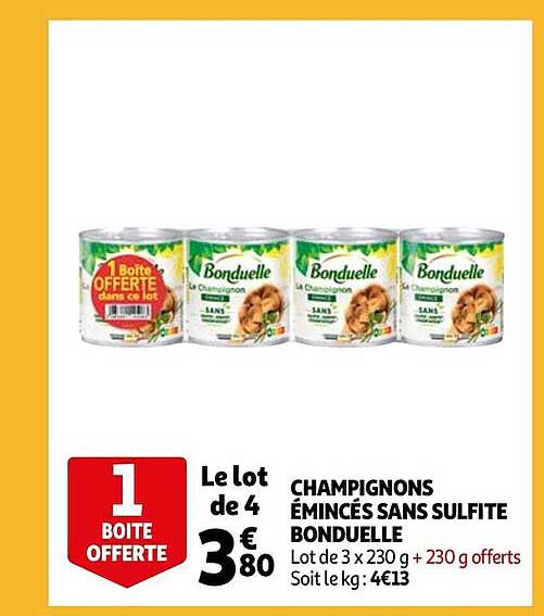 champignons émincés sans sulfite bonduelle