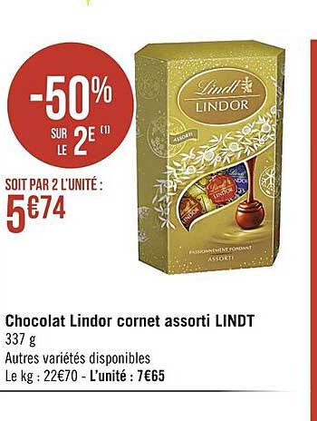 chocolat lindor cornet assorti lindt