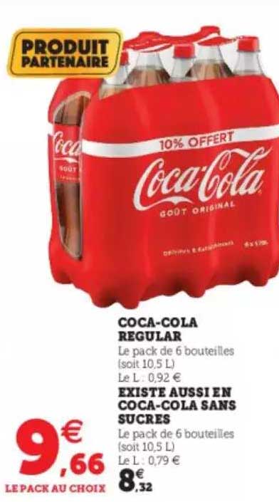 coca-cola regular existe aussi en coca-cola sans sucres