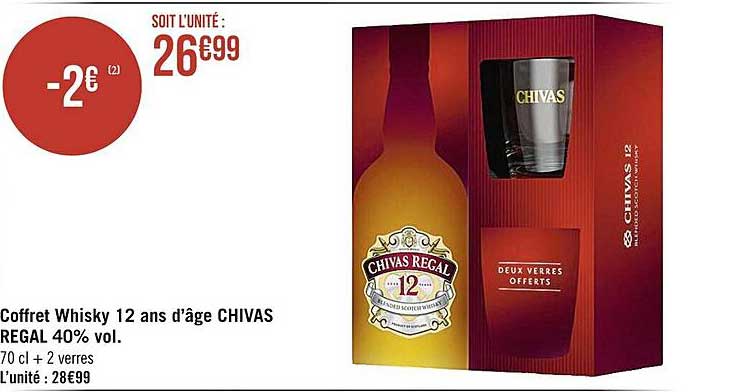 coffret whisky 12 ans d'âge chivas regal 40% vol.