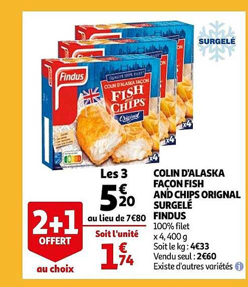 colin d'alaska façon fish and chips original surgelé findus