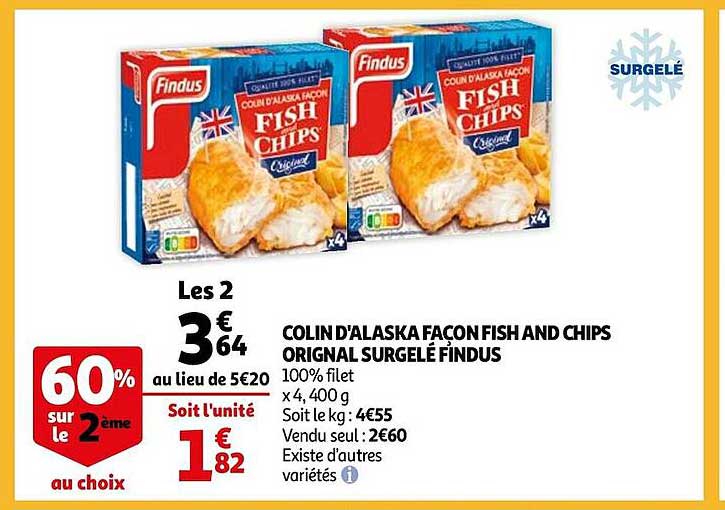 colin d'alaska façon fish and chips original surgelé findus