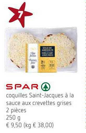 coquilles saint-jacques à la sauce aux crevettes grises 2 pièces spar