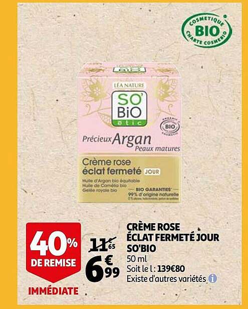 crème rose éclat fermeté jour so'bio