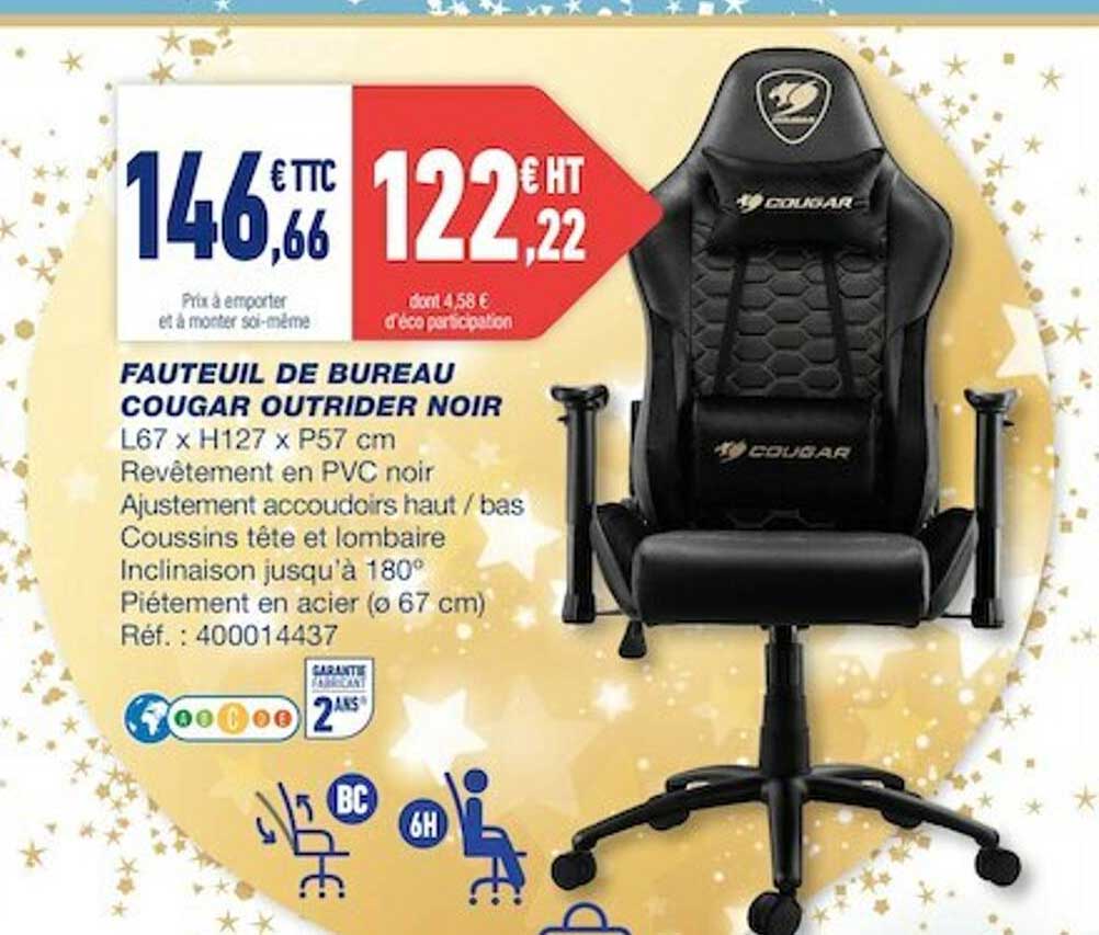 fauteuil de bureau cougar outrider noir