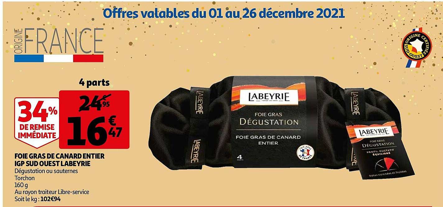 foie gras de canard entier igp sud ouest labeyrie
