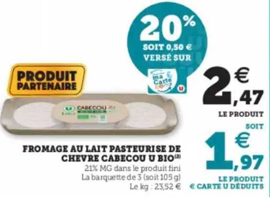 Fromage Au Lait Pasteurisé De Chèvre Cabecou U Bio