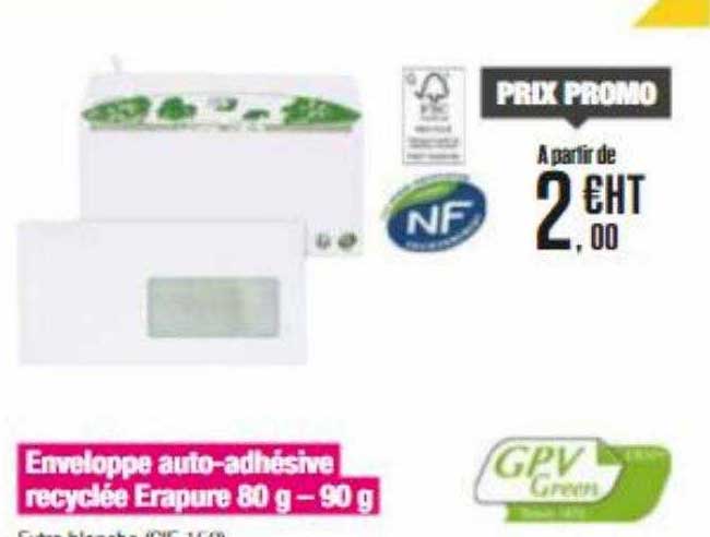 gpv green enveloppe auto-adhésive recyclée erapure