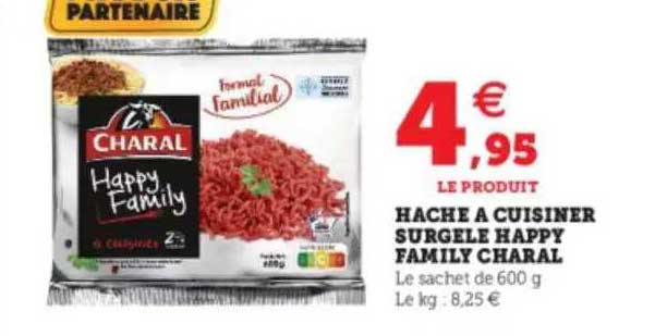 hache à cuisiner surgelé happy family charal