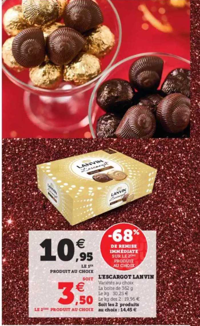 l'escargot lanvin -68% de remise immédiate sur le 2ème produit au choix