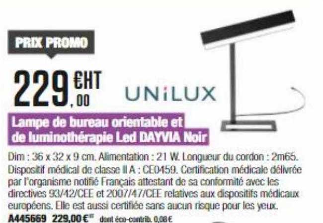 lampe de bureau orientable et de luminothérapie led dayvia noir