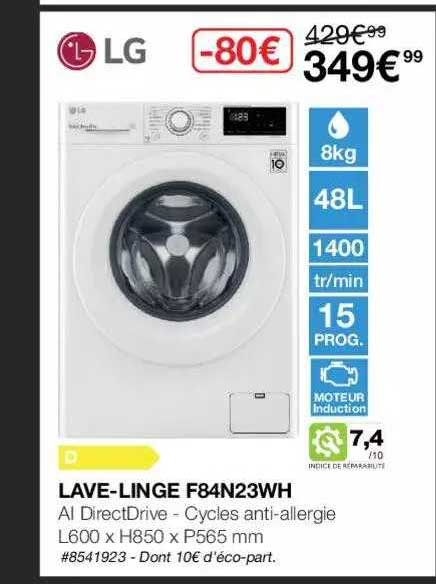 lave-linge f84n23wh lg