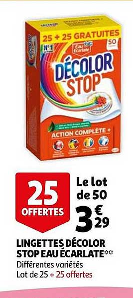lingettes décolor stop eau écarlate