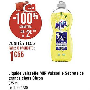 liquide vaisselle mir vaisselle secrets de grands chefs citron