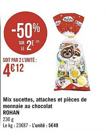 Mix Sucettes, Attaches Et Pièces De Monnaie Au Chocolat Rohan