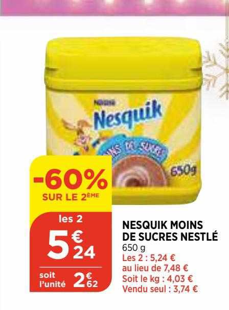 nesquik moins de sucres nestlé