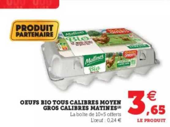 oeufs bio tous calibrés moyen gros calibres matines
