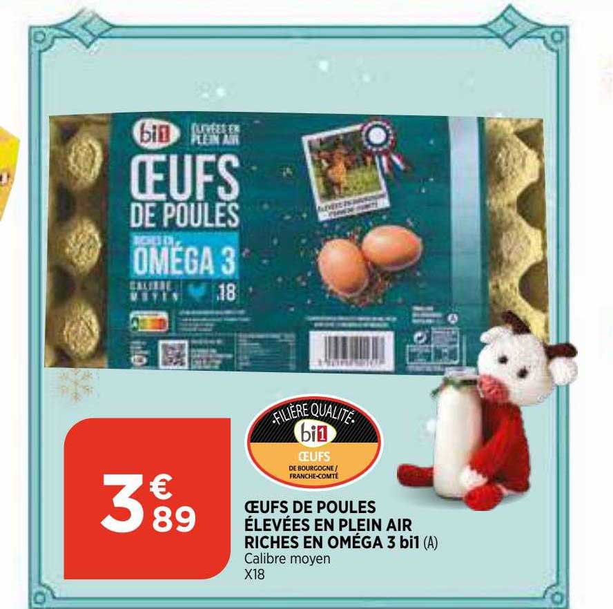 oeufs de poules élevées en plein air riches en oméga 3 bi1