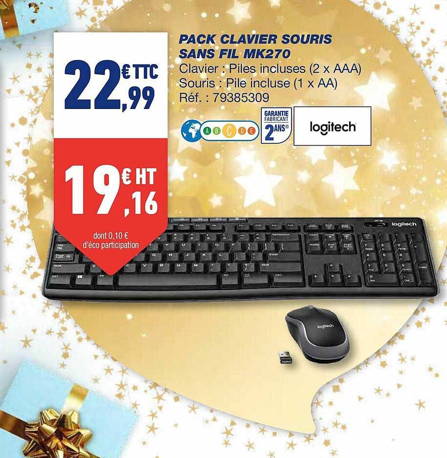 Pack Clavier Souris Sans Fil Mk270 Logitech