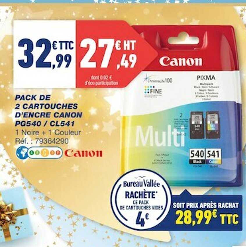 pack de 2 cartouches d'encre canon pg540 - cl541