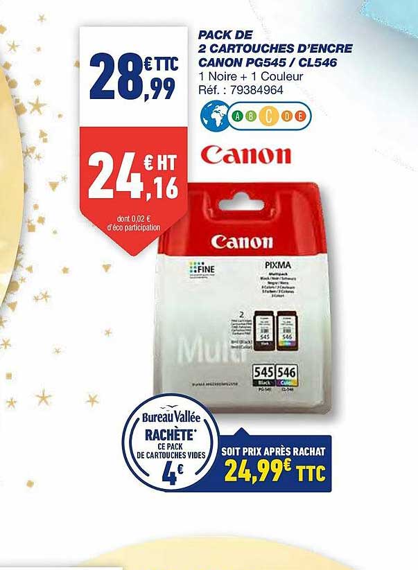 pack de 2 cartouches d'encre canon pg545 - cl546