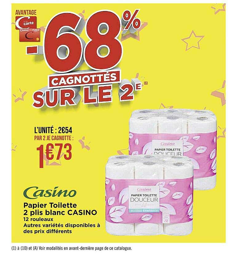 papier toilette 2 plis blanc casino