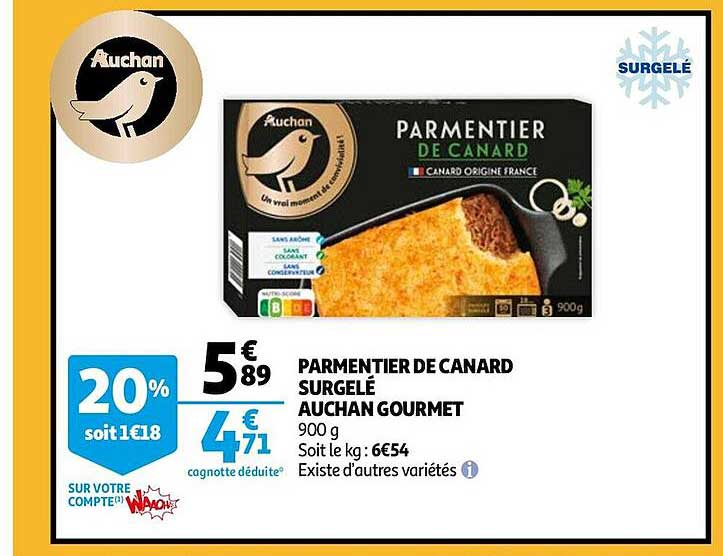 Parmentier De Canard Surgelé Auchan Gourmet