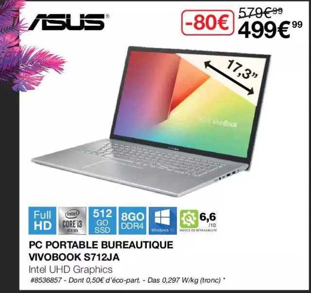 pc portable bureautique vivobook s712ja asus