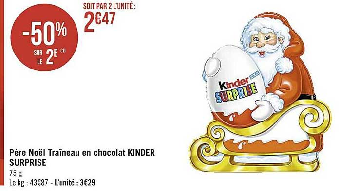 Père Noël Traîneau En Chocolat Kinder Surprise