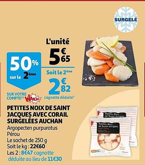 petites noix de saint jacques avec corail surgelées auchan