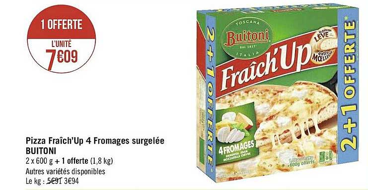 pizza fraîch'up 4 fromages surgelée buitoni