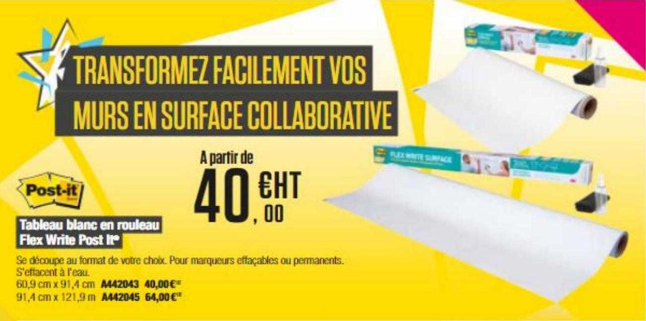 post-it tableau blanc en rouleau flex write post it