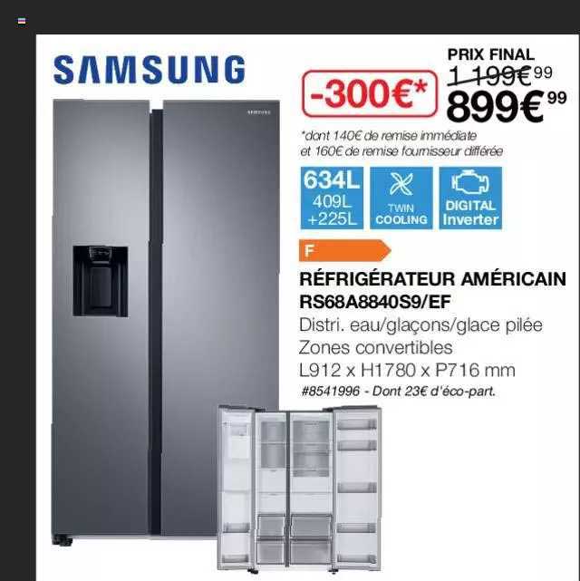 réfrigérateur américan rs68a8840s9-ef samsung